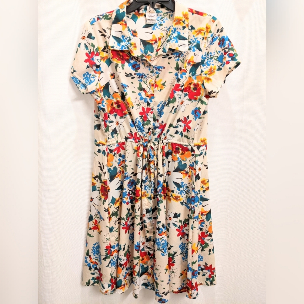 Adrian Delafield Vintage Flirty Floral Shirt Dress